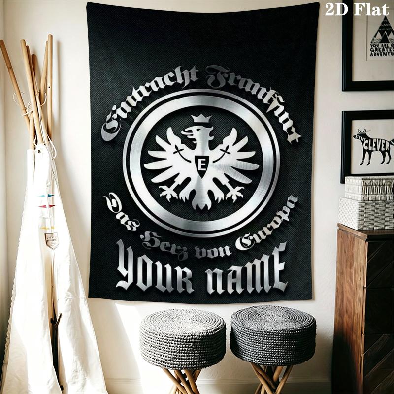 Tapisserie murale Eintracht Frankfurt avec nom personnalisé Accrochage mural esthétique Couverture en tissu imprimé Tapisseries décoratives pour chambre à coucher salon Décoration de maison
