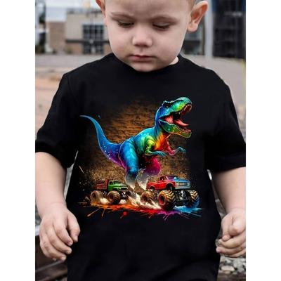 Hot Selling Dinosaur Series 3D Digital Printed T-shirt Short Sleeved Summer Children's Round Neck Top