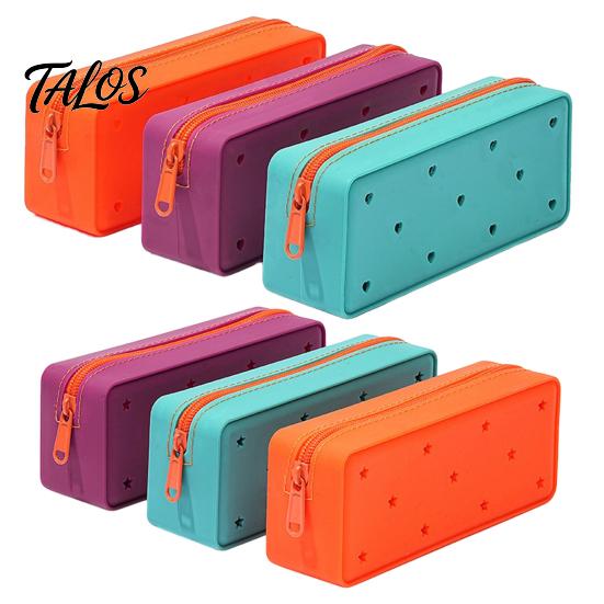 Silicone Stationery Bag Pencil Case, Cute Heart Star Shape Large Pouch, Capacity Pouch Soft Pen for Students, School Organizer Case