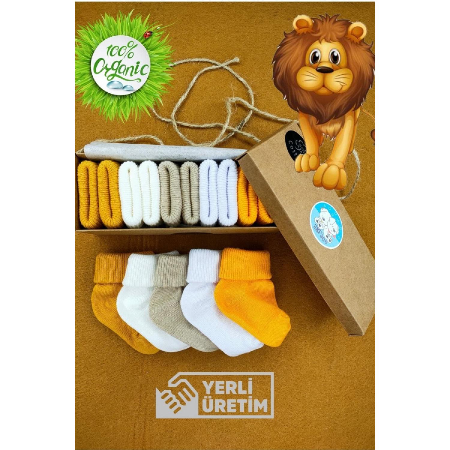 

Organic 5 l Boxed Unisex Newborn And Baby Socks In Safari Colors 0-2 Years Old 0-6 Ay