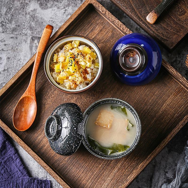 Ceramic Stew Pot Soup Bowl Tableware Lid 230ML Stew Cup Dinnerware Egg Cup Household Kitchen Supplies Eco-friendly Snack Bowl