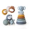 Soft Rubber Baby Hand-Grip Ball, Building Blocks & Stacking Rings Toy Set