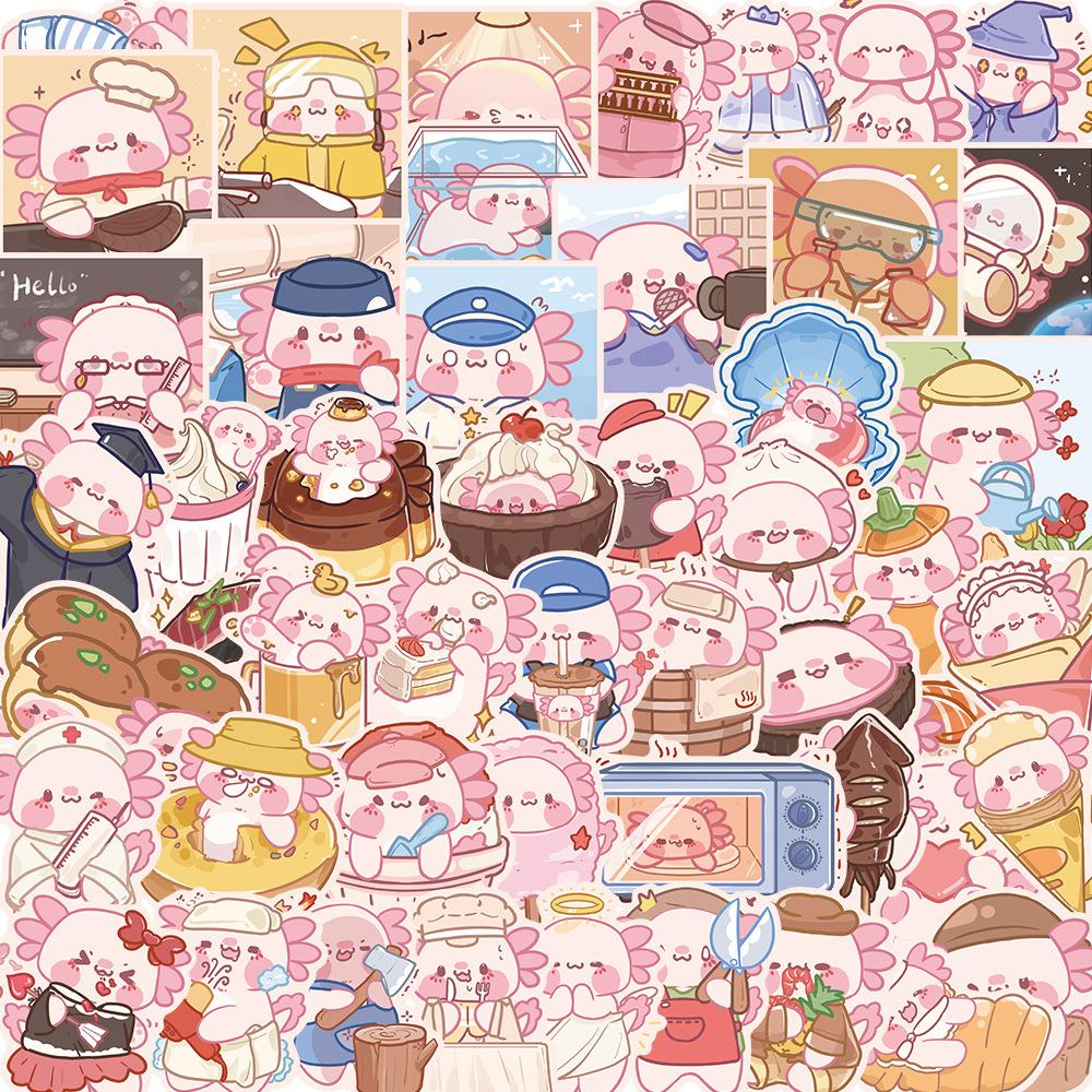 

50 Cartoon Salamander Daily Stickers Decorate Notebook Suitcase DIY Waterproof Stickers