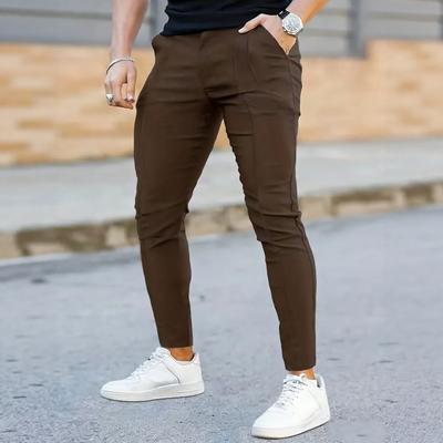 Neue Herren Slim-Fit Unifarbene Business Casual Hosen Europäischer und Amerikanischer Stil Schmal zulaufende Hosen Vielseitig Dehnbar Atmungsaktiv