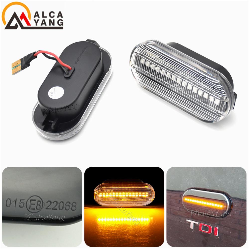 2x Side Marker Light For Seat Ibiza 6L Cordoba Toledo Leon 1M Skoda Octavia Dynamic LED Turn Signal Flashing Indicator Blinker