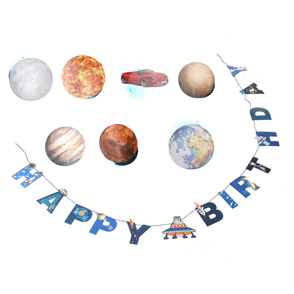 Weltraum Geburtstag Flagge Astronaut Planet Spirale Banner Anzug für Party Dekorationen Kuchenstecker