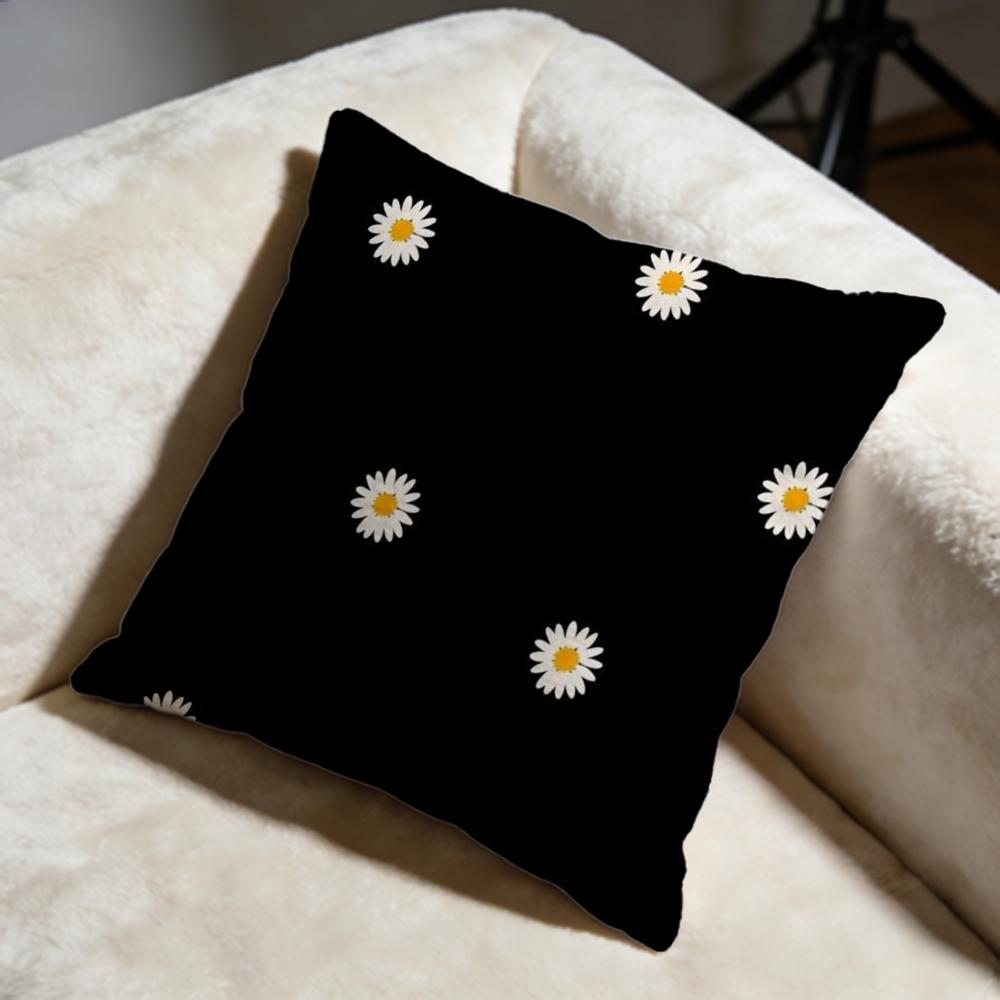 Daisy Flowers Cushion Cover Soft Decorative Pillow Case Suitable for Bedroom Sofa Car Travel Use