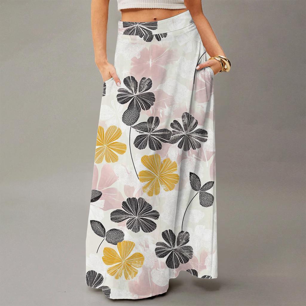 Women's Flowy Maxi Dress Regular Casual Floral Print Summer Bohemian Skirt