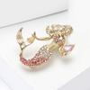 Mermaid Girl Rhineston Conch Brooch Crystal Tail Pins Jewelry Accessory Gift