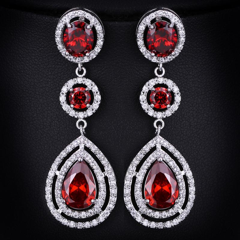 New Korean-Style Heavy Zirconia Long Tassel Water Drop Earrings