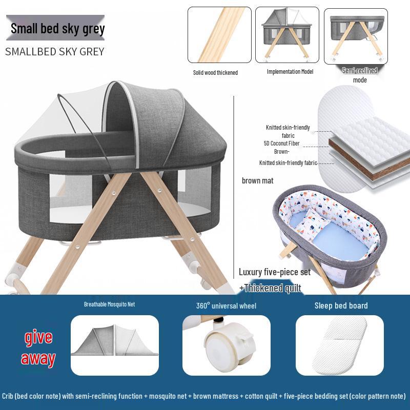 Convertible Foldable Bassinet for Newborns: Portable Baby Rocking Crib Connects to Larger Beds