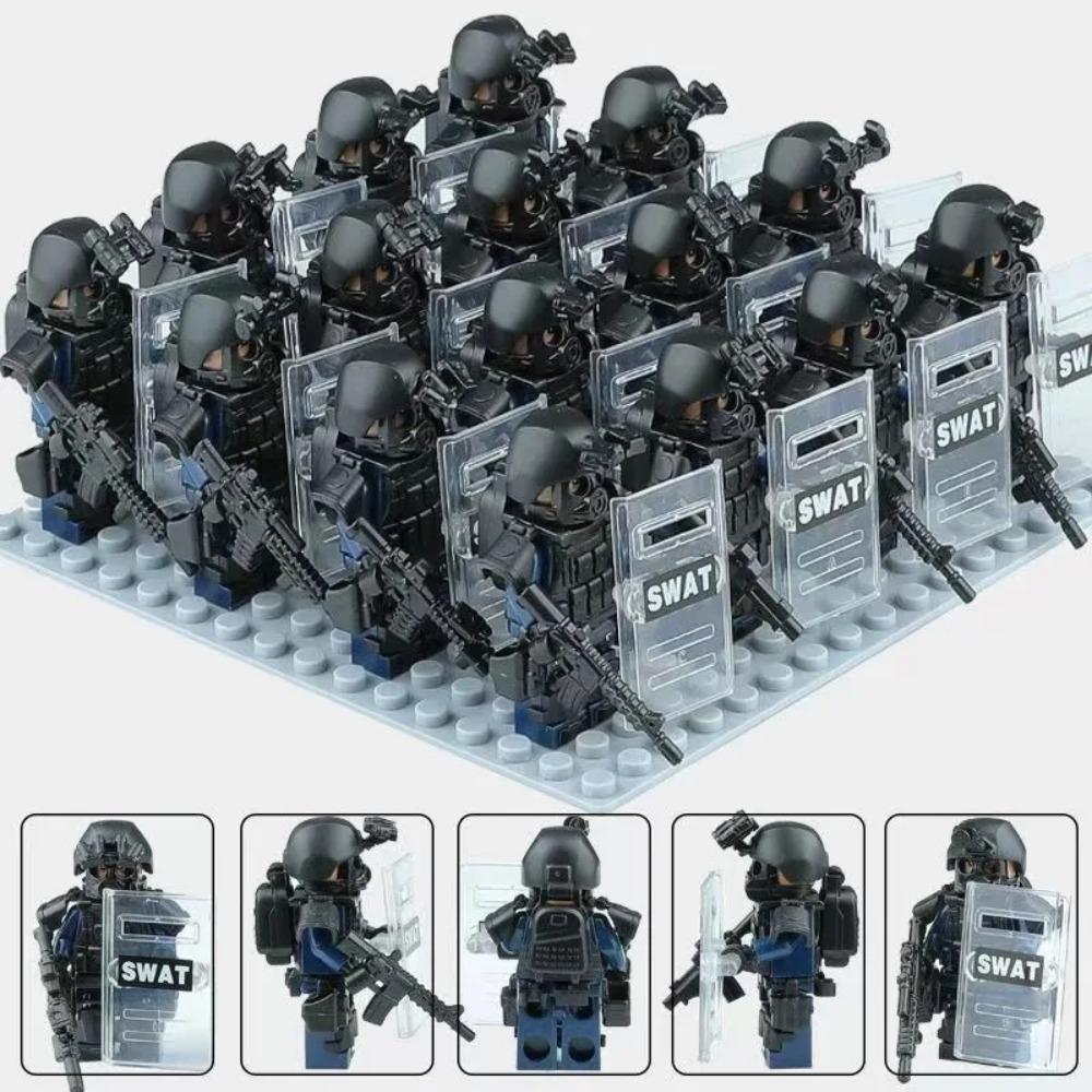 Forze speciali, polizia antisommossa, blocchi da costruzione, bambole umanoidi, action figure, regali a cartoni animati.
