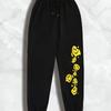Fashion Casual Female Sports Sweatpants Smile Print Slant Pocket Elastic Waist Pants Jogger Drawstring Loose Women's Long Pant