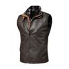 Men's Leather PU Vest Casual Retro Men's Jacket Trendy Work Vest Jacket