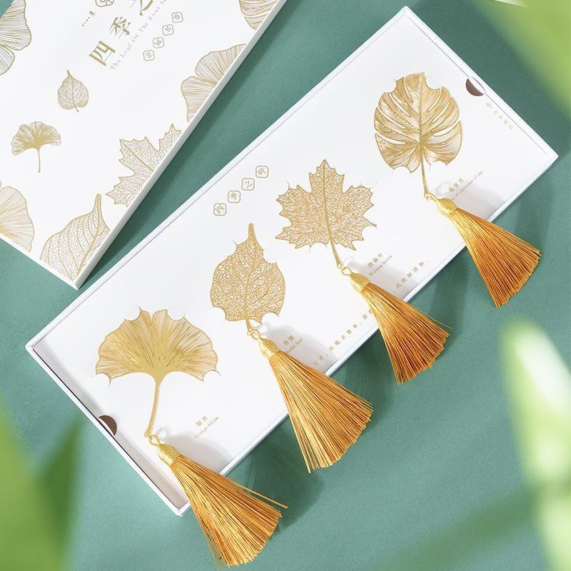Liść Czterech Pór Roku China-Chic Guowen Kreatywny Prezent Metalowa Zakładka Pudełko Prezentowe dla Uczniów Prezent Biznesowy dla Nauczycieli na Dzień Nauczyciela