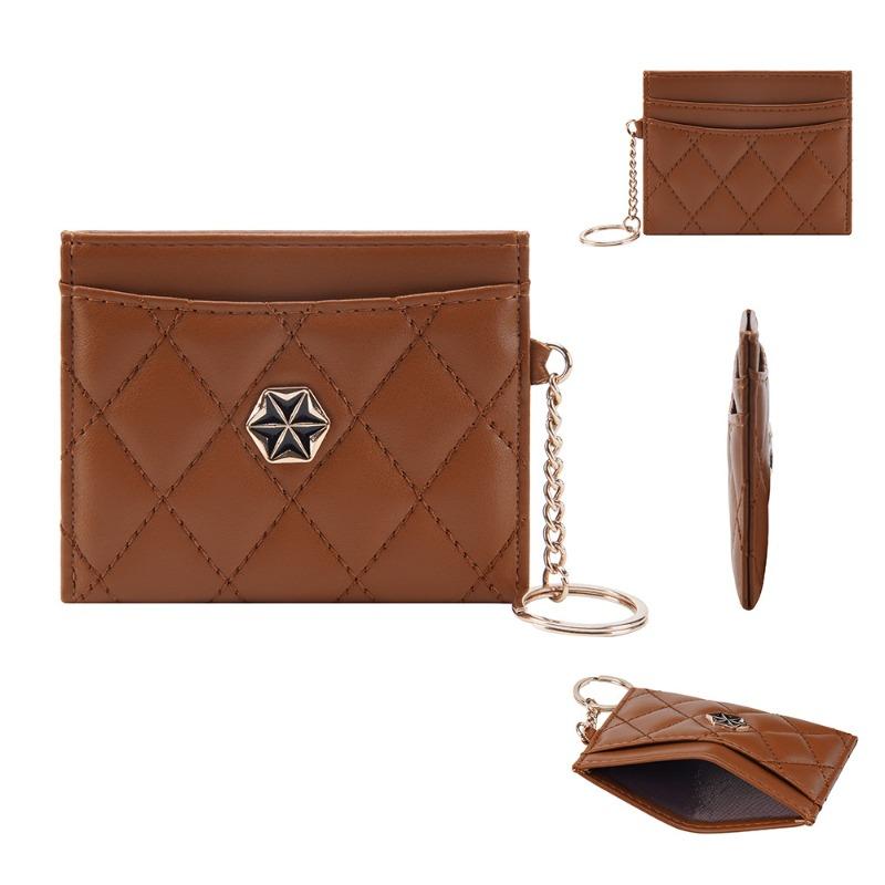 

Oiseen новый женский картхолдер, стеганый вышитый тонкий кошелек для мелочи, обложка для карт с пряжкой в виде бриллиантового кольца коричневый