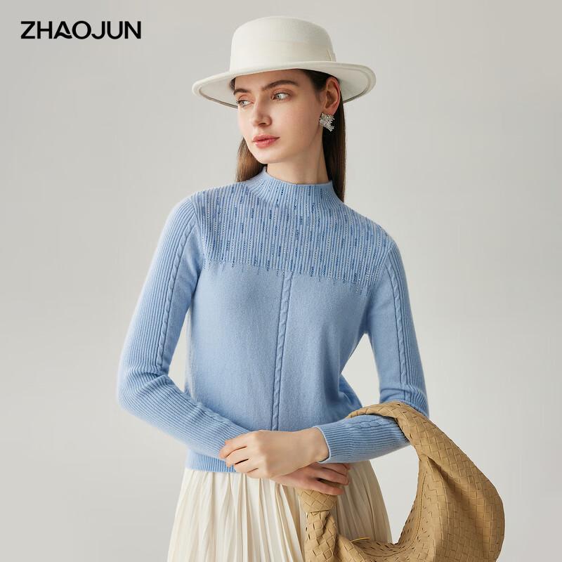 

Zhaojun Women s 100% Cashmere Cable Knit Semi-Turtleneck Sweater XL