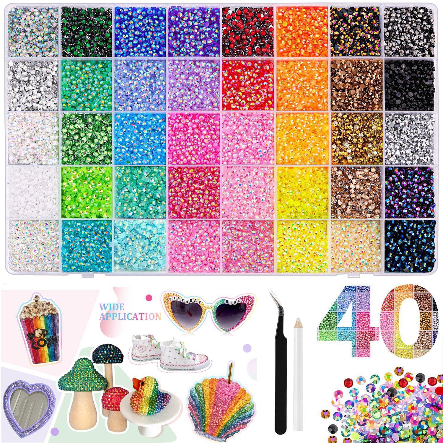 Set de Strassuri Plate din Rășină, 40 de Culori, 3mm, pentru Decorațiuni DIY Nail Art 40 compartments B ~32,000 pieces + pen + tweezers