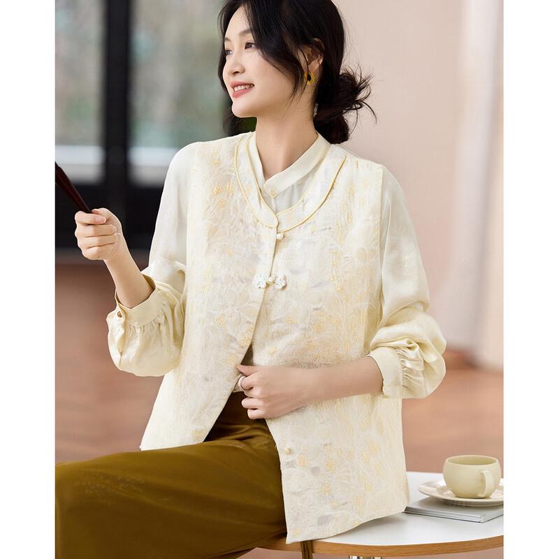 ODF Elegant Chinese Style Embroidered Sleeveless Blouse L