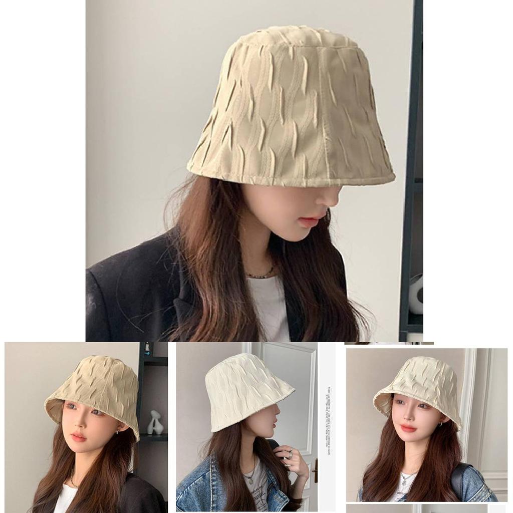 Cotton Pleated Bucket Hat For Fall Winter Fashion Women