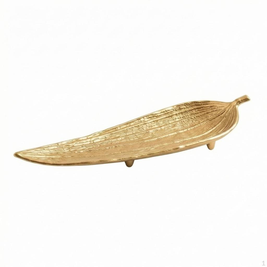 LeafShaped decorative Tray with Feet Cast Iron Foliage Finish for Coffee Table