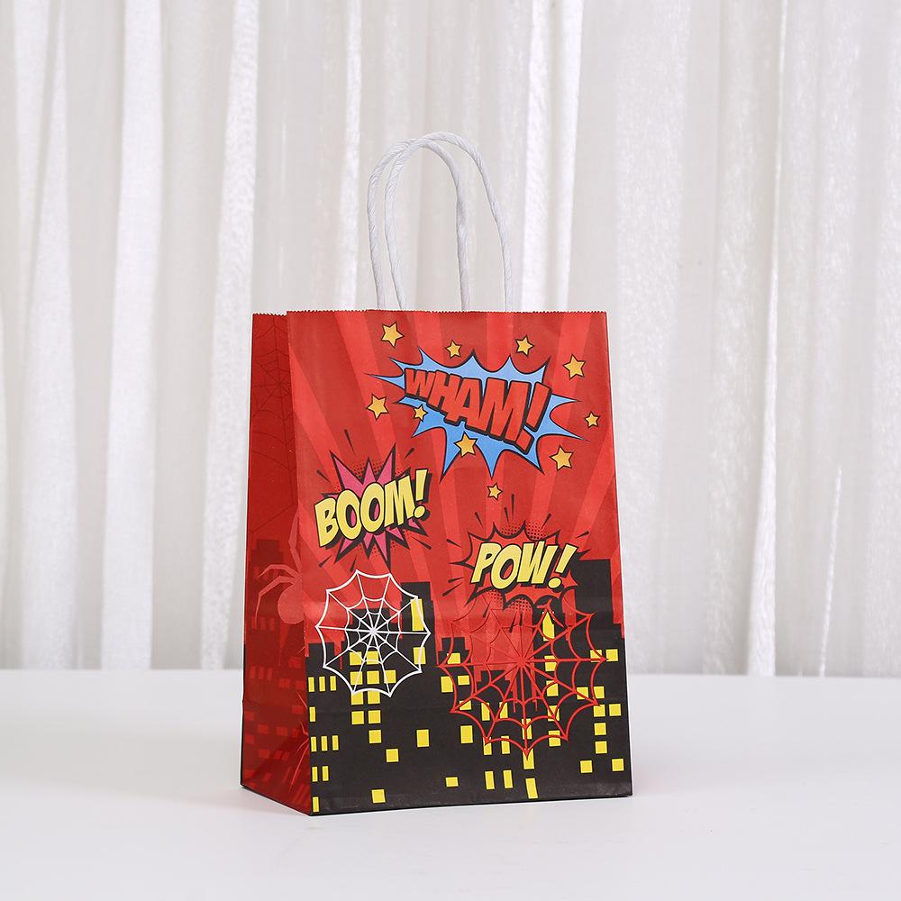 StoBag, Superhero Gift Bags Recyclable Paper with Handles for Kids Birthday Children's Day Comic Parties Favors Durable Packing