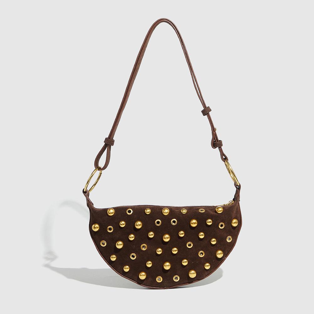 

Designer Studded Shoulder Bag Rivet Crescent Bag 2025 New Women Metal Underarm Bag High-end Retro Rivet Polka Dot Shoulder Bags about 30x16x2cm
