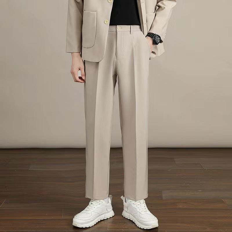 

Весенние мужские модные повседневные однотонные свободные прямые брюки 36 хаки