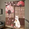 Japanese Cat Print Curtains Suitable Bedroom Living Room Kitchen Decoration Home Window Curtain Set Of 2 Made Polyester Washable Sitting Ready