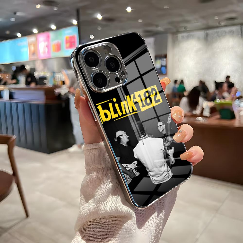Band BLINK-182 Phone Case For IPhone 17 Pro Max 15 Pro 16 14 Plus 12 13 Mini 11 Pro Shockproof Electroplated Glass Cover