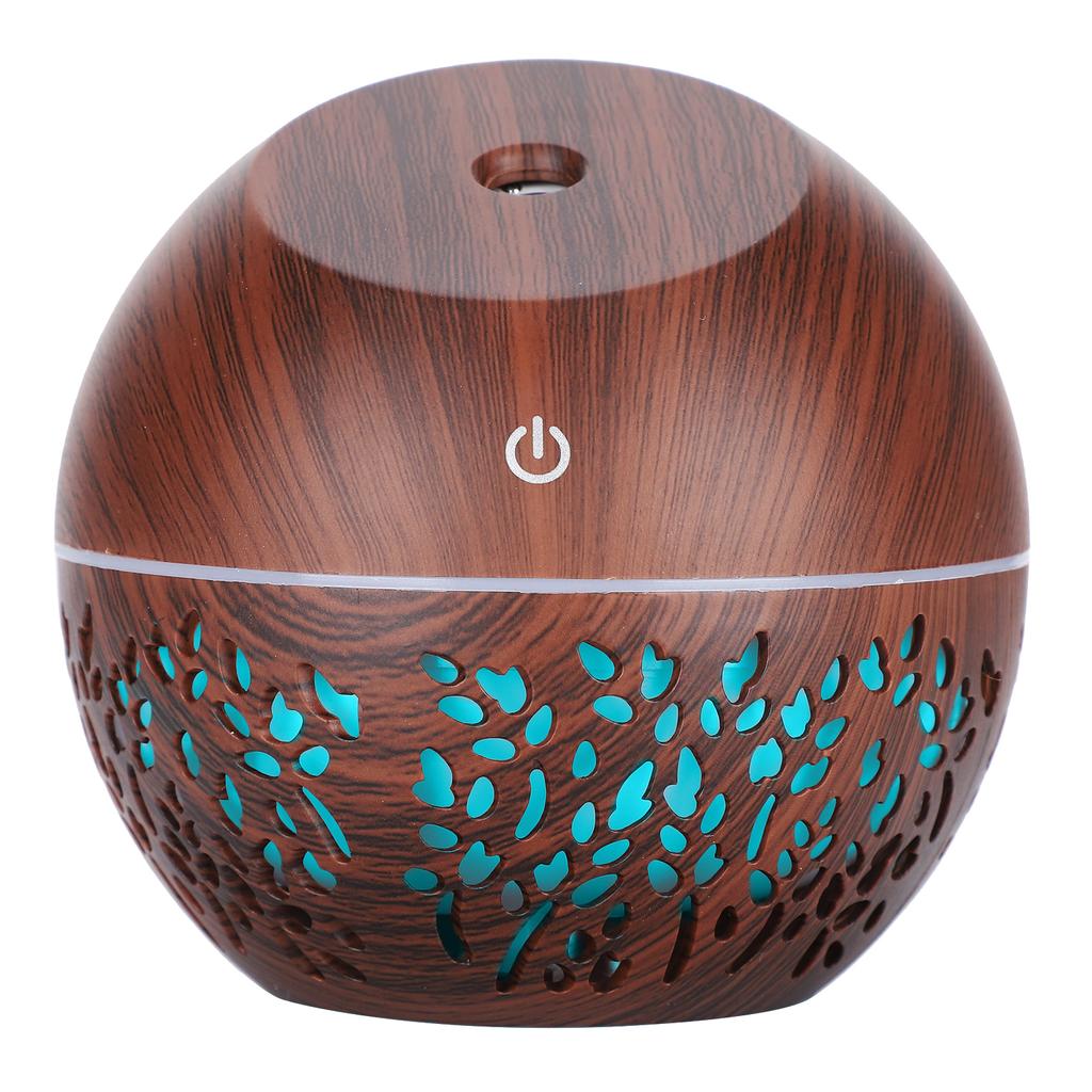 Mini Humidifier USB Night Light Dark Wood Grain Oil Diffuser Aroma Purifier 130ml