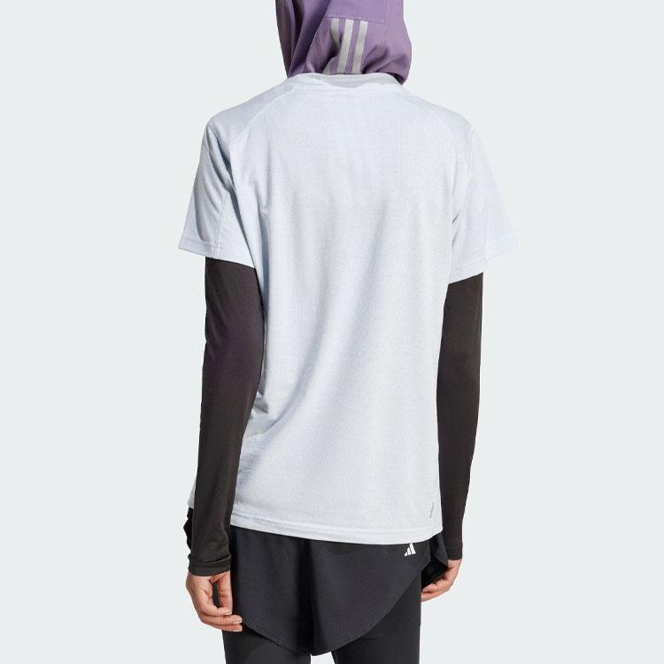 Adidas Essential Large Logo Print Round Neck Sports Short Sleeve T-Shirt Women T-Shirts Light-Gray-Blue IT0548