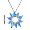 Aobao Fashion Colored Opal Sunflower Pendant Necklace with Copper Silver Plated Link Sweater Chain