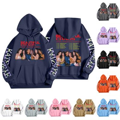 Unisex Mode Leichter Langarm-Pullover mit Taschen Bedruckter Hoodie