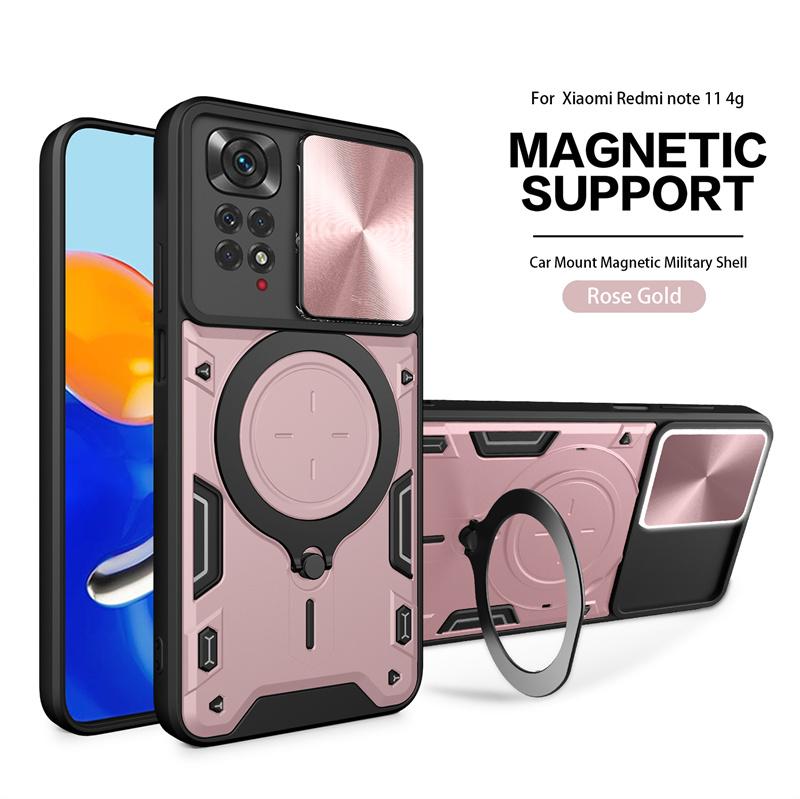Slide Lens Protect Funda For Xiaomi Redmi Note 11 11E 12 Pro 11S 12C A1 Mi 13 Lite Poco X5 Pro Magnetic Ring Holder Armor Cover