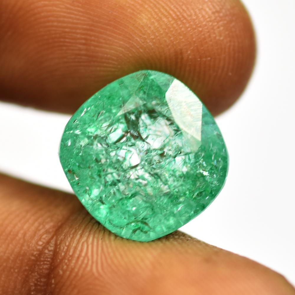 Emerald AAA+ GREEN Square Cushion Cut 14.05 Ct NATURAL Certified Loose Gemstone