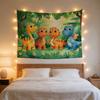 Adorable Baby Dinosaur Tapestry, Tropical Jungle Dino Print Wall Art, Perfect Kids Bedroom & Playroom Decor