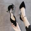 Women's Spring and Summer Soft High Heels Large Size Point Toe Cool Shoes Breathable Casual Sandals for Office Ladies