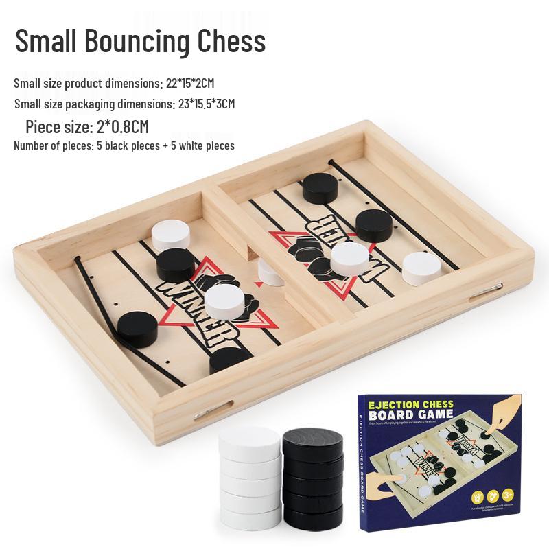 

Wooden Bouncing Chess Battle Game for Two Players: Parent-Child Interactive Desktop Toy