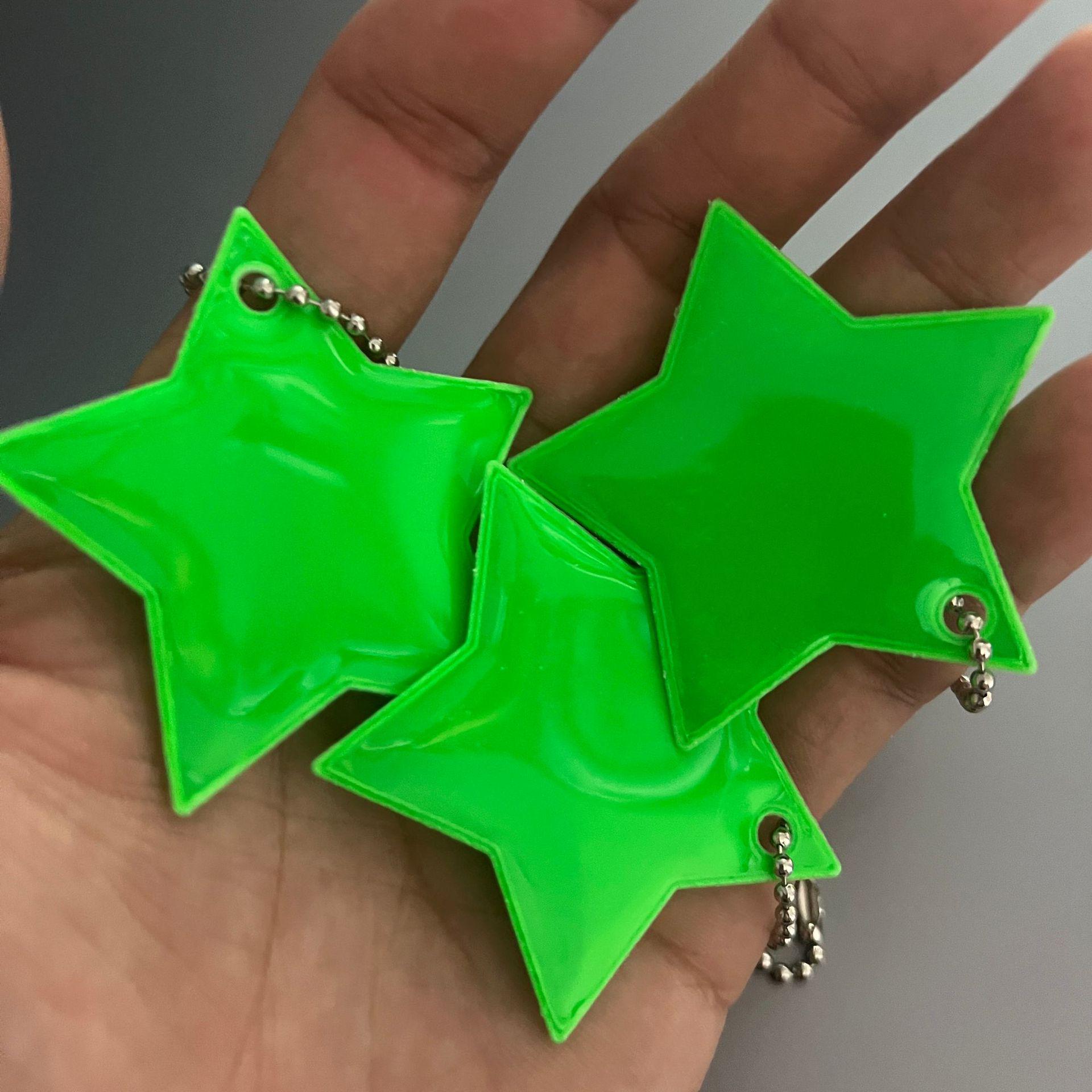 Colorful PVC Reflective Heart and Star Pendant Keychain with Cartoon Animal Design