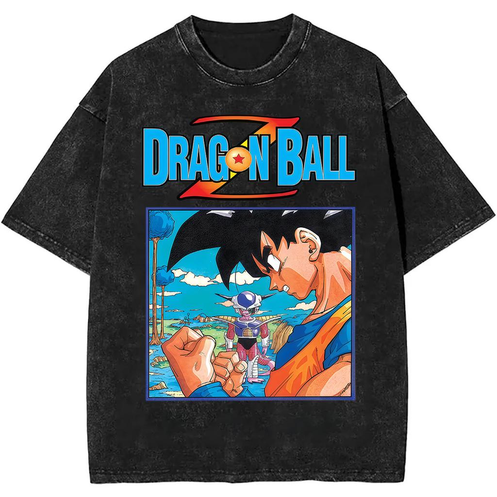 Dragon Ball Anime Printed Tshirt Mens and Womens Washed Tshirt High Quality Vintage Cotton Tshirt Harajuku YK Tops