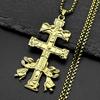 Catholic INRI Caravaca Cross Jesus Crucifix Cherub Angel Pendant Necklace for Women Men Stainless Steel Orthodox Jewelry Gift