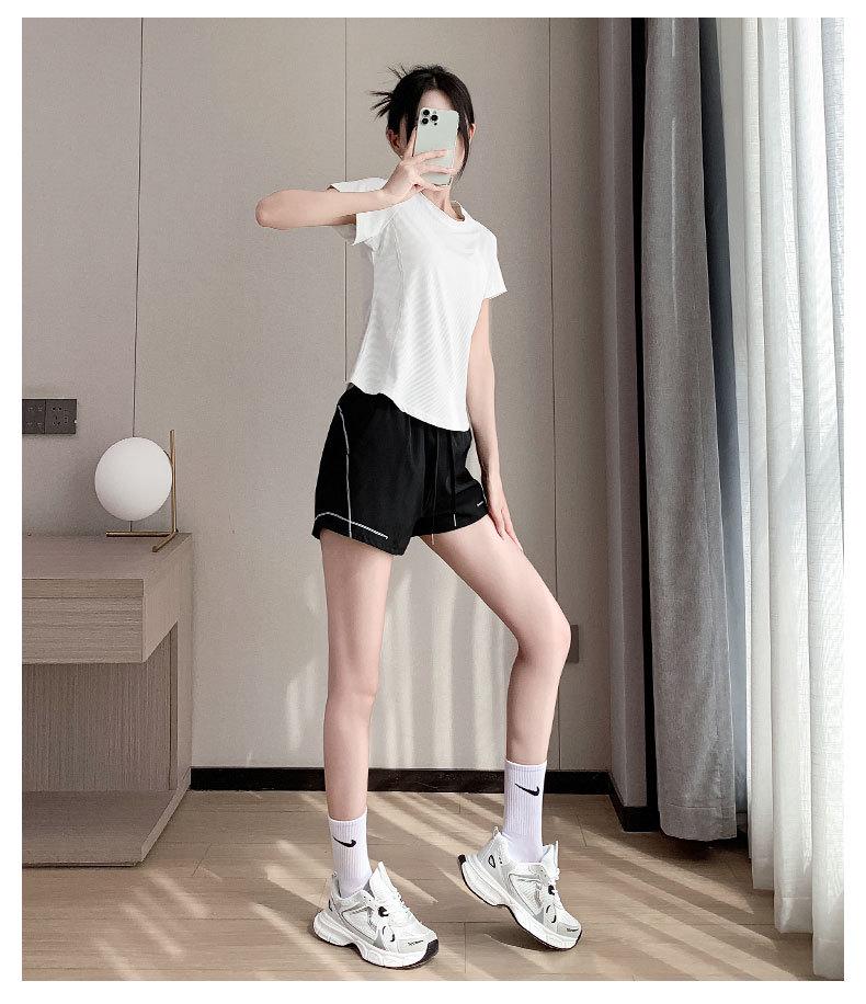 Women's Ice Silk Quick-Dry Summer Fitness Set (T-Shirt & Anti-Exposure Shorts)