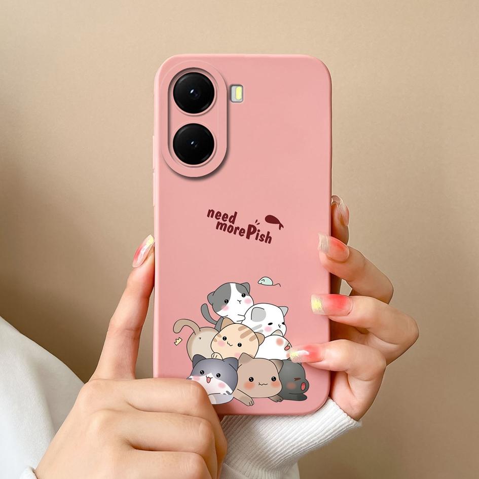 Für Redmi A1 Turbo 4 A4 13 14C 14R A2 K70 Ultra A5 Handyhüllen Niedliche Kätzchen Eulen Muster Hochwertiges Flüssigsilikon Anti-Fall Hülle Für Redmi Gehäuse