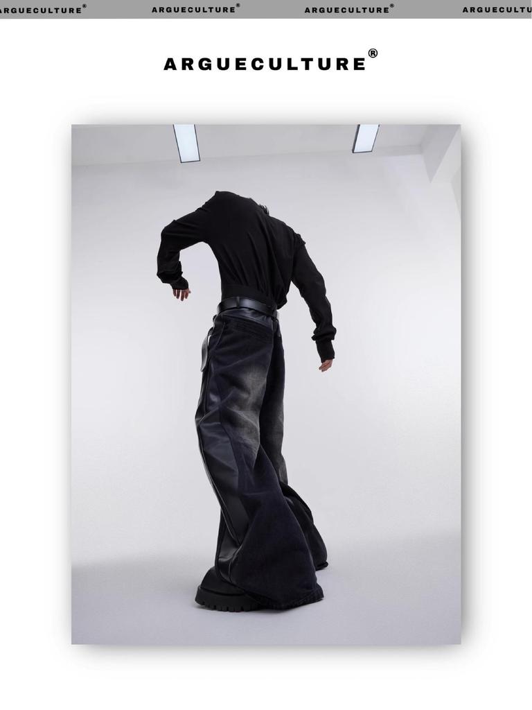 Men's Black Washed Straight Jeans - High Street Style for Autumn/Winter