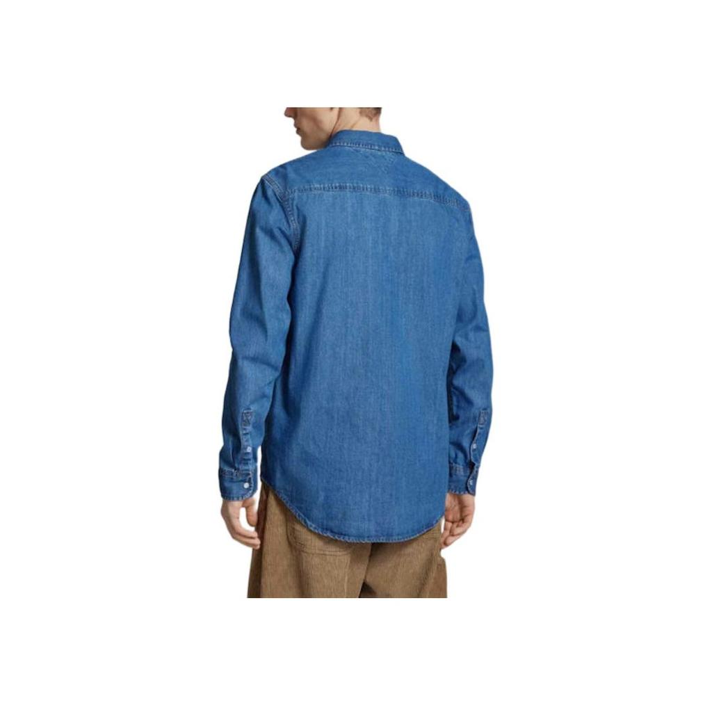 Tommy Hilfiger Logo Embroidered Long Sleeve Button-Up Shirt Men shirts Blue DM0DM21102-1A5