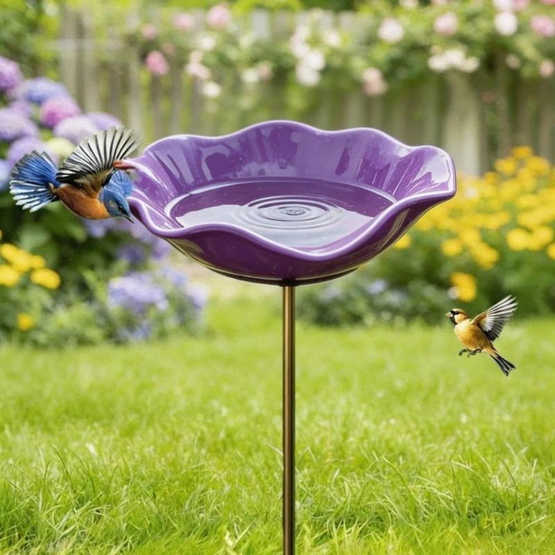 Handgefertigte Metall-Blumen-Gartenspieße, Bestäuber-Trinkstation, Bienen-Trinkstation für den Garten, Metall-Vogelbad für Hof, Rasen, Blumenbeet, Terrasse