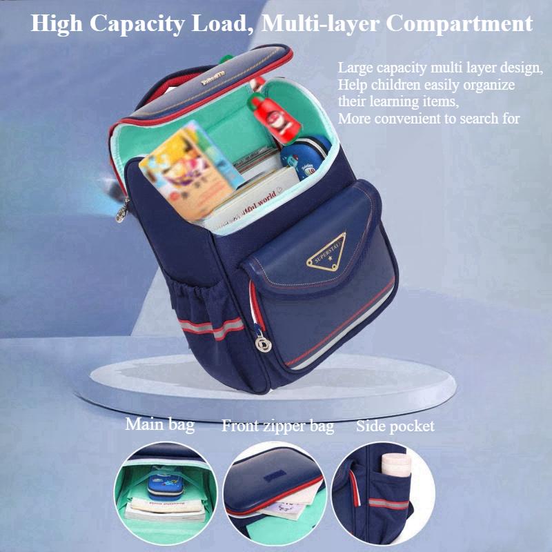 Trend Contrasting Color New School Bag for Primary School Student Grade 1-2-3 -6 Unisex Nylon Waterproof Backpack Portable High Capacity Kid's Satchel
