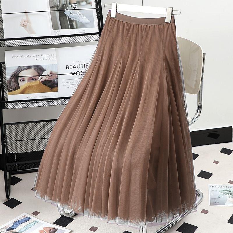 Damen Lila Mesh Midi Rock mit hoher Taille - 720° Schwung A-Linien Tüllrock für Square Dance und Fotoshootings