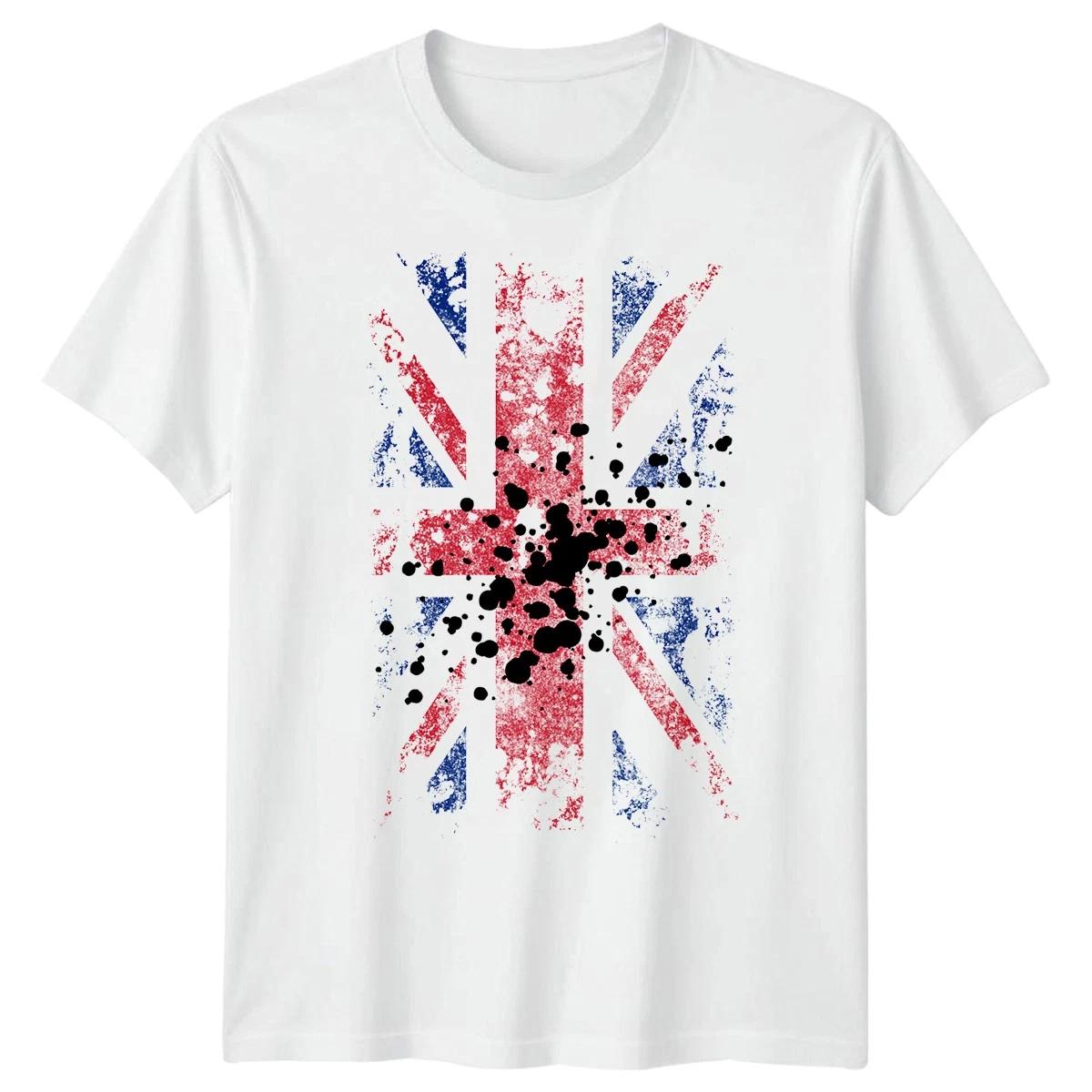 Distressed Union Jack Flag T-Shirt UK England Britain Football Tee For Men Women S
